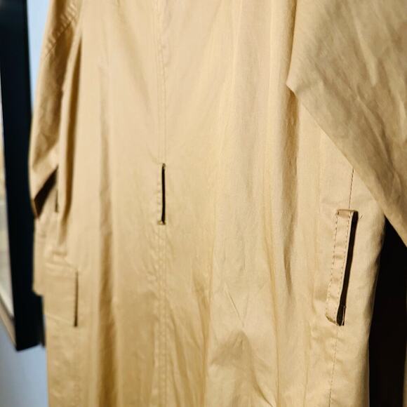 NWT Top Shop Tan Black Button Front Pockets Long Trench Coat Lightweight Size 2 - Picture 4 of 14